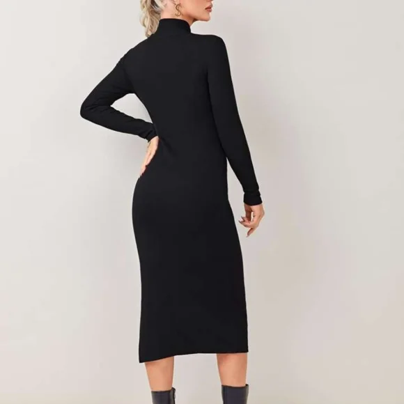 fitted shein dresses Maxi Square Neck Fitted Maxi Dress Bodycon Long Sleeve Stretchy Plain –  Global Fashions GC
